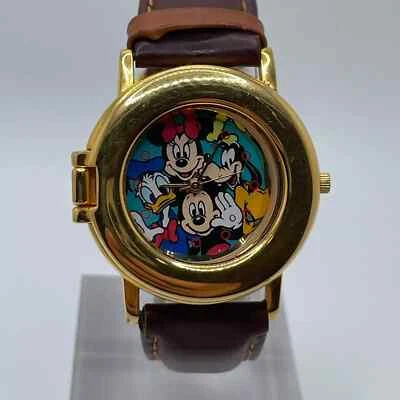 Mickey & Friends Watch Unisex Vintage Pop Up 34mm Case Brown Leather Band - Image 1 of 4