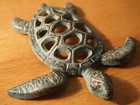 Sea Turtle Figurine Rustic Cast Iron Nautical Coastal Wall Plaque Beach Decor