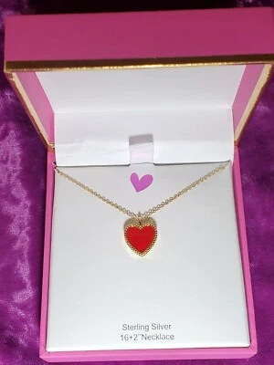 Nuevo Collar Corazón Plata Esterlina Color Rubí Rachel Zoe 16+2 Pulgadas Foto 1 de 4