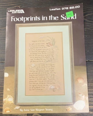 Cross Stitch Footprints in the Sand Leisure Arts Pattern Leaflet 378 Vintage - Image 1 of 3