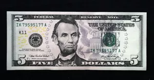 2006 United States Federal Reserve Banknote 5 Dollars UNC GEM CONSECUTIVE - Picture 1 of 3