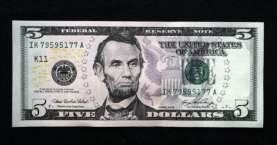 2006 United States Federal Reserve Banknote 5 Dollars UNC GEM CONSECUTIVE - Image 1 of 3