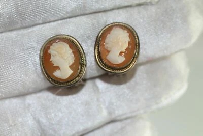 Pendientes camafeo antiguos 800 V154 VI154 concha clip victoriano  Foto 1 de 4