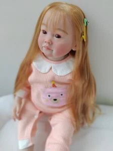 28in Reborn Baby Doll Rooted Hair Toddler Hand-Painted Girl Art Collect Toy Gift - Picture 1 of 8