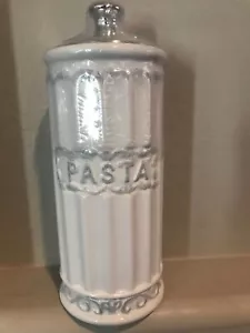 Vintage Style White Ceramic Spaghetti & Dried Pasta Storage Container Jar with L - Picture 1 of 1