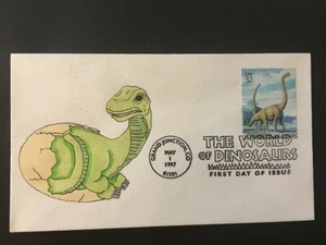 The WORLD of DINOSAURS, 1997 Hand Painted First Day of Issue, # 1 of 1 made - Picture 1 of 1