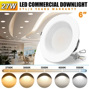 NEW Commercial 6" LED Recessed Ceiling Light 27W Retrofit Downlight 2700K~5000K - Picture 1 of 13