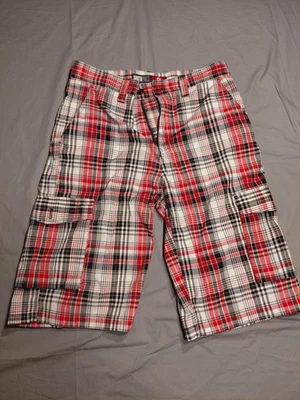 Pantalones Cortos Southpole De Colección Para Hombre Talla 34 Rojo Negro y Blanco A Cuadros Y2K Grunge Punk Patinador Foto 1 de 4