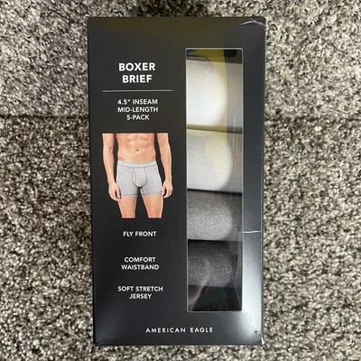 Paquete de 5 calzoncillos boxer flexibles American Eagle de 4,5" para hombre talla 3XL AEO ropa interior absorbente Foto 1 de 4