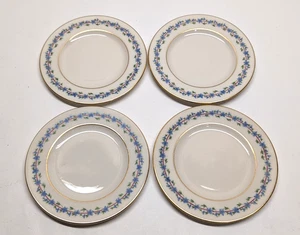 Lenox Caprice 0-375 Bread Butter Plates 8.25" Blue Green Flowers Gold Trim 4pc - Picture 1 of 7
