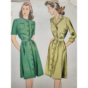 Simplicity 4840 1940s Sewing Pattern for Front-Button Day Dress, Sz 12 Bust 30" - Picture 1 of 8