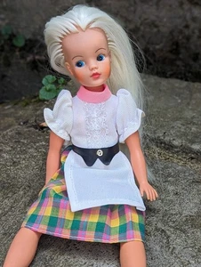 NO DOLL Vtg 1960's 70's Plaid Maid Style Dress Fits Fashion Doll Sindy (BSC1761) - Picture 1 of 8