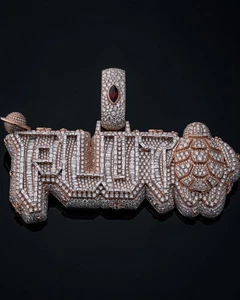 Colgante PLUTO de plata 925 helado con cadena personalizada de hip hop moissanita certificada - Imagen 1 de 8