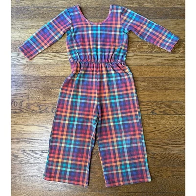 Alice + Ames Girls' Orange Plaid Romper Size 5 - Image 1 of 4
