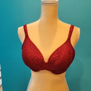 36D RED Underwire VANITY FAIR Body Shine Full Coverage Bra #75298 - Picture 1 of 7