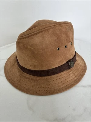 Goorin Bros Made In America Bronzeado Clássico Fedora 100% Couro Camurça Tamanho M - Imagem 1 de 4