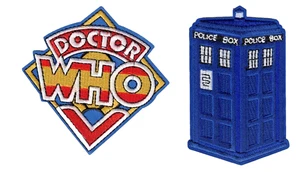 (2) Doctor Who Police Box + Logo 3in Embroidered Sew / Iron-on Patch - Picture 1 of 2