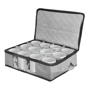 Coffee Cup Storage Box for Mugs Stackable Hard Shell with Reinforced Handles - Picture 1 of 7