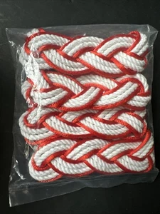 Juego de 4 Pulseras Cordón Trenzado Náutico Marinero Surfer Rojo y Blanco NUEVO - Imagen 1 de 8
