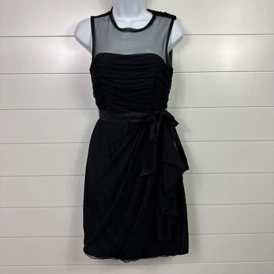 Women's WHITE by Vera Wang Black Sleeveless Mesh Bubble Cocktail Dress sz 4 - Image 1 of 4
