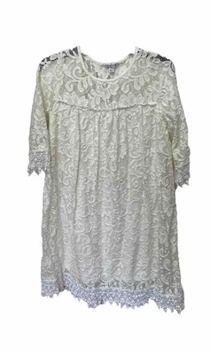 Chasing Fire Flies White Lacy Dress Girls Sz XL 14-16 Boho Beach Cottage Lined - Image 1 of 4