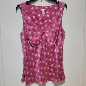 Women's 100% Silk Sz XL Camisole Lingerie Pink Beige Leaf Perfect Fit Old Navy - Picture 1 of 10