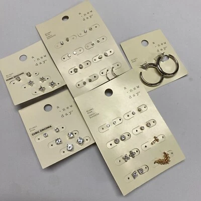 23 pares de aretes tipo aro en C con circonita cúbica sin níquel de un nuevo día Foto 1 de 4