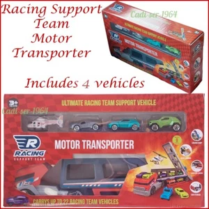 Racing Team Transporter Toy Vehicle Holds Up to 22 Cars Includes 4 Vehicles NEW - Picture 1 of 24