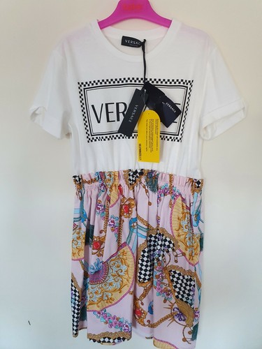 Abito bambina in jersey con stampa barocca YOUNG VERSACE. Età 10 anni. Designer.