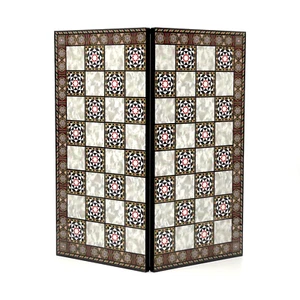 Mosaic Handmade Marble Pattern Wooden Folding Chess Board, 17" Chess Board - Picture 1 of 7