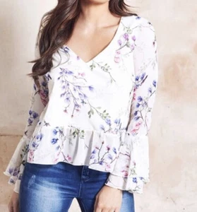 Sistaglam Loves Jessica Floral Bell Sleeve Blouse(size:6)NWT - Picture 1 of 4