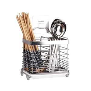 Stainless Steel Hanging 2 Compartments Mesh Utensil Drying Rack/chopsticks/spoon - Picture 1 of 7