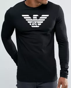 Emporio Armani Nero da Uomo Cotone T-Shirt Manica Lunga, Taglia M L XL XXL - Foto 1 di 4