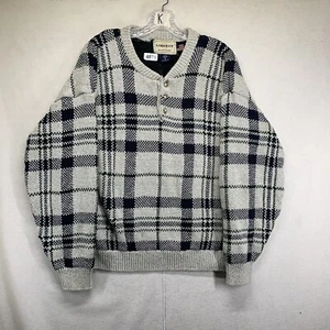 Vintage Mens Jumper Henley Neck Grandpa Sweater Vintage 90s Medium BOXY Fit - Picture 1 of 15