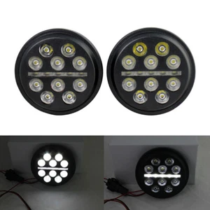 Pair 4.5'' 4-1/2 Motorcycle LED Fog Lights Auxiliary Lamps Round White Light DRL - Foto 1 di 8