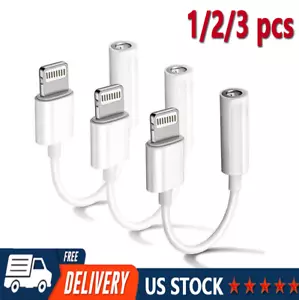 3PCS For iPhone Headphone Adapter Jack 8Pin to 3.5mm Aux Cord Dongle Converter - Picture 1 of 10