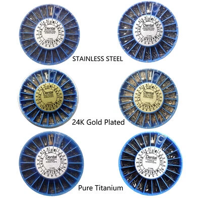 Dental Root Canal Pins Conical Screw Posts Stainless Steel/Titanium/Gold Plated - Image 1 of 4