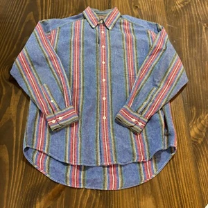 π§΅ Vintage GAP Men's M Heavyweight Cotton Shirt π Striped Long Sleeve Workwear - Picture 1 of 6