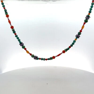 Peyote Bird Design Sterling Toggle Clasp Multi-Natural Stone Beaded Necklace - Image 1 of 4