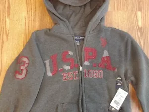 POLO NUOVA USA ASSN. GIACCA CON CAPPUCCIO E ZIP INTERA RAGAZZO TG 10/12 logo vestiti - Foto 1 di 2