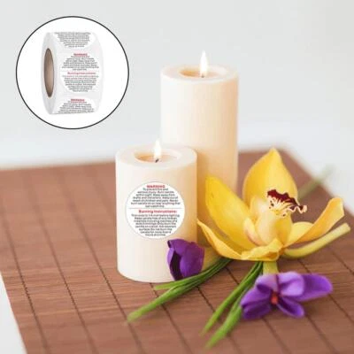 1 Roll 500x Candle Warning Labels, Candle Safety Warning Sticker Decal for - Image 1 of 4
