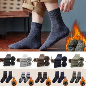 5 Pairs Winter Men Socks Sport Socks Warm Soft Cashmere Thicken 100% Wool Casual - Picture 1 of 23