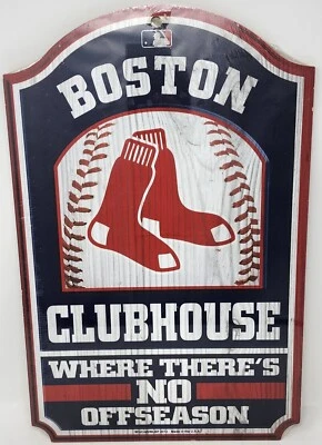 New BOSTON RED SOX ~ Official MLB 11x17 Red Sox Clubhouse Wood Sign Sealed - Image 1 of 2