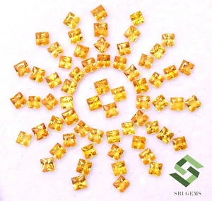 2MM Natural Amarillo Zafiro Cuadrado Corte Princesa 3.54 Cts Lote 50 Pcs Suelto - Picture 1 of 8