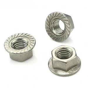 M10 x 1,0 mm fein gezackte Flanschmuttern Sechskantverschlussmuttern 304 A2 Edelstahl Menge 2 - Bild 1 von 4