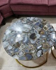 Natural Grey Agate Coffee Bar Custom End Table Top Stone Decor Home Furniture
