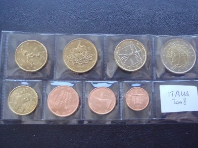 Italy 2008 year UNC coin set from 1 cent - 2 euro total 8 coins 3,88 euro - Image 1 of 2