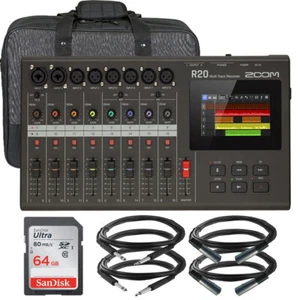 Zoom R20 Portable Multitrack Recorder + XLR Microphone Cable + TRS Cable & Case - Picture 1 of 8