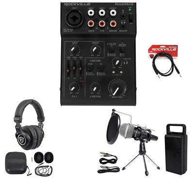 Rockville 1-Person Gaming Twitch Live Stream Recording Kit Mic+Stand+Headphones - Image 1 of 4