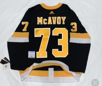 CHARLIE MCAVOY SIGNED ADIDAS CLIMALITE BOSTON BRUINS ALTERNATE JERSEY PSA COA - Image 1 of 3